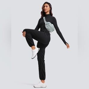 CRZ YOGA Lightweight Straight Leg Workout Pants with Pockets - Black, size XL